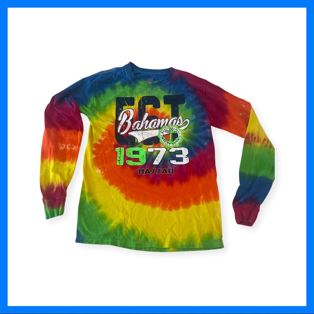 Men’s Tie-Dyed Bahamas Long Sleeve Tee -Shirt Small